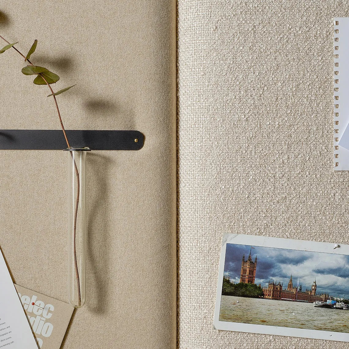 Padded Wall Panels Set 1 Beige  closeup on texture and accessories Decormania UK